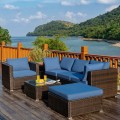 6 Pieces Patio Rattan Furniture Set with Sectional Cushion - Gallery View 22 of 62