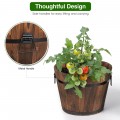 3 Pieces Wooden Planter Barrel Set with Multiple Size - Gallery View 12 of 14
