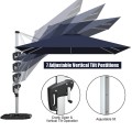 10 Feet 360° Tilt Aluminum Square Patio Umbrella without Weight Base - Gallery View 74 of 80