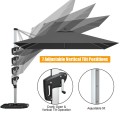 10 Feet 360° Tilt Aluminum Square Patio Umbrella without Weight Base - Gallery View 61 of 80