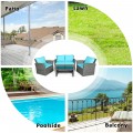 4 Pieces Patio Rattan Furniture Set Sofa Table with Storage Shelf Cushion - Gallery View 14 of 67