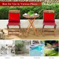 3 Pieces Patio Folding Wooden Bistro Set Cushioned Chair - Gallery View 25 of 35