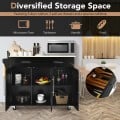 Kitchen Island Trolley Wood Top Rolling Storage Cabinet Cart with Knife Block
