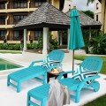 Adjustable Patio Sun Lounger with Weather Resistant Wheels - Gallery View 45 of 57