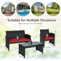 4 Pieces Wicker Conversation Furniture Set Patio Sofa and Table Set - Gallery View 31 of 36