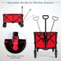 Outdoor Folding Wagon Cart with Adjustable Handle and Universal Wheels - Gallery View 44 of 45