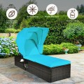 Outdoor Chaise Lounge Chair with Folding Canopy - Gallery View 14 of 24