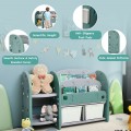 Kids Toy Storage Organizer with 2-Tier Bookshelf and Plastic Bins - Gallery View 10 of 12