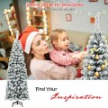6 Feet Unlit Hinged Snow Flocked Artificial Pencil Christmas Tree with 500 Branch Tip - Gallery View 5 of 10