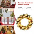 30-Inch Pre-lit Flocked Artificial Christmas Wreath with Mixed Decorations - Gallery View 2 of 11