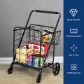 Heavy Duty Folding Utility Shopping Double Cart - Gallery View 2 of 18