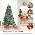 7 Feet Snow Flocked Artificial Christmas Tree with 1139 Glitter PE and PVC Tips - Gallery View 9 of 10