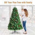 6 Feet Unlit Hinged PVC Artificial Christmas Pine Tree with Red Berries - Gallery View 2 of 10