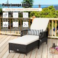 PE Rattan Chaise Lounge Chair Arm Chair Recliner Adjustable with Pillow