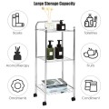 3 Tier Mesh Wire Organizers Rolling Utility Cart with Wheels for Bathroom - Gallery View 9 of 11