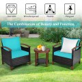 3 Pieces Solid Wood Frame Patio Rattan Furniture Set - Gallery View 38 of 48