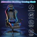 Ergonomic High Back Massage Gaming Chair with Light and Handrails