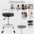 Swivel Height Adjustable Rolling Stool with Footrest and Cushioned Seat - Gallery View 5 of 12