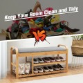 Entryway 3-Tier Bamboo Shoe Rack Bench with Cushion - Gallery View 9 of 12