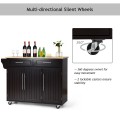 Kitchen Island Trolley Wood Top Rolling Storage Cabinet Cart with Knife Block