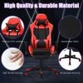 PU Leather Gaming Chair with USB Massage Lumbar Pillow and Footrest - Gallery View 42 of 44