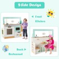 2-in-1 Kids Wooden Pretend Cooking Playset Toy
