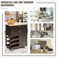 Kitchen Cart with Rubber Wood Top 3 Tier Wine Racks 2 Cabinets - Gallery View 22 of 24