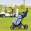 3 Wheel Folding Golf Push Cart with Brake Scoreboard Adjustable Handle - Gallery View 43 of 47