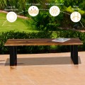 Solid Acacia Wood Patio Bench Dining Bench Seating Chair