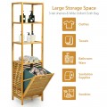Bamboo Tower Hamper Organizer with 3-Tier Storage Shelves - Gallery View 5 of 11