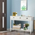 Modern Tall Entryway Table with 3 Drawers and 2 Tier Storage Shelves for Hallway and Living Room
