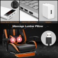 Massage Gaming Chair with Footrest Lumbar Support and Headrest - Gallery View 17 of 24