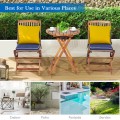 3 Pieces Patio Folding Wooden Bistro Set Cushioned Chair - Gallery View 13 of 35