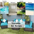 6 Pieces Patio Rattan Furniture Set with Sectional Cushion - Gallery View 36 of 62
