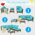 4PCS Patio Rattan Furniture Set Cushioned Loveseat - Gallery View 10 of 24