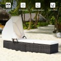 Outdoor Chaise Lounge Chair with Folding Canopy - Gallery View 2 of 24