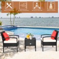3 Pieces PE Rattan Wicker Sofa Set with Washable and Removable Cushion for Patio - Gallery View 2 of 36