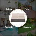 2 Pieces Patio Rattan Armless Sofa Set with 2 Cushions and 2 Pillows - Gallery View 2 of 58