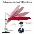 11 Feet Patio Offset Cantilever Umbrella 360° Rotation Aluminum Tilt