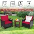 3 Pieces Solid Wood Frame Patio Rattan Furniture Set - Gallery View 26 of 48