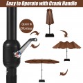15 Feet Extra Large Patio Double Sided Umbrella with Crank and Base
