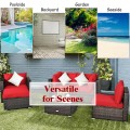 6 Pieces Patio Rattan Furniture Set with Sectional Cushion - Gallery View 10 of 62