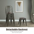 4 Pieces Tolix Style Metal Dining Chairs with Stackable Wood Seat - Gallery View 9 of 23