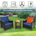 3 Pieces Solid Wood Frame Patio Rattan Furniture Set - Gallery View 15 of 48