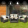 Outdoor 4 Pieces Patio Rattan Furniture Set - Gallery View 8 of 12
