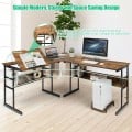 L-Shaped Computer Desk with Tiltable Tabletop - Gallery View 14 of 48