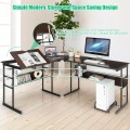 L-Shaped Computer Desk with Tiltable Tabletop - Gallery View 2 of 48