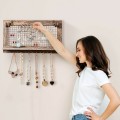Vintage Wood Wall Mounted Jewelry Display Rack with Bracelet Rod - Gallery View 4 of 10