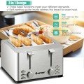 Extra-Wide Slot Stainless Steel 4 Slice Toaster - Gallery View 8 of 12