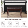 Solid Wood PU Leather Piano Bench with Storage - Gallery View 13 of 21